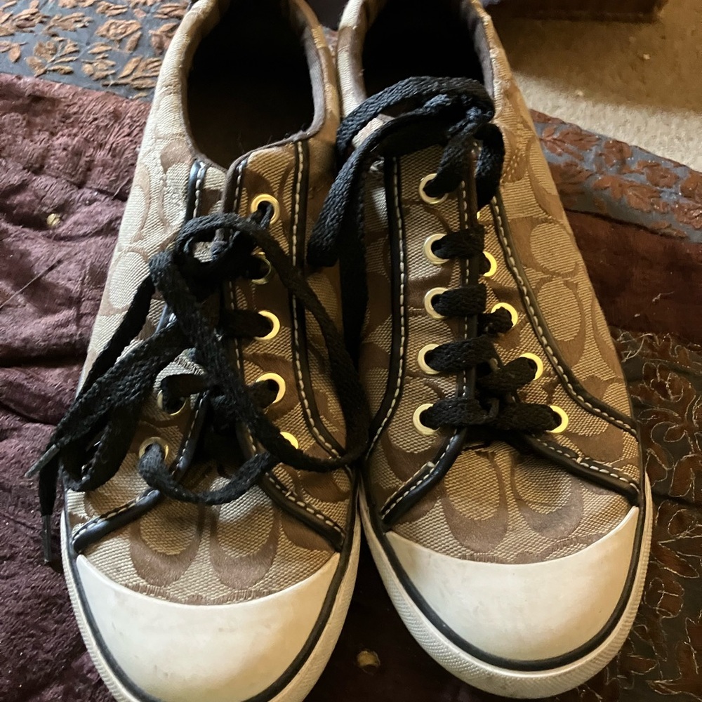 Brown Coach Logo Sneakers Chuck Taylor
Style with Black Laces. Size 10